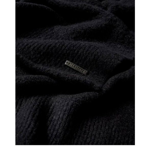 ALLSAINTS Garter Roll Scarf Black 16''x80'' - Picture 2 of 5